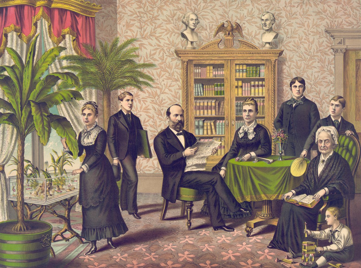 James Garfield i jego rodzina, wyd. Kurz i Allison, ok. 1882 r. autorstwa American School
