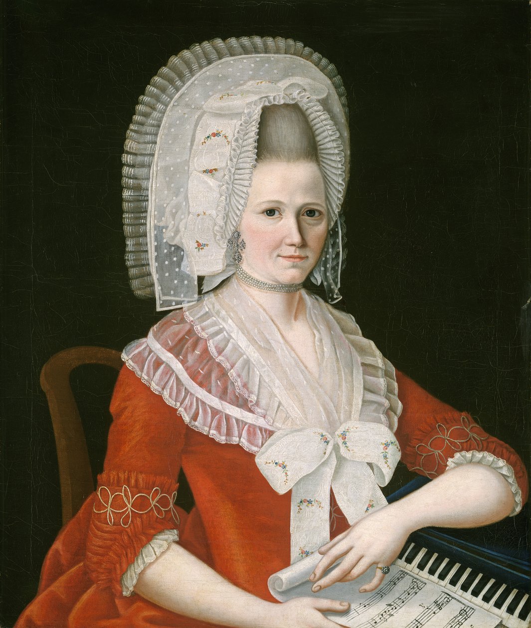 Dama w dużej białej czapce, ok. 1780 autorstwa American School