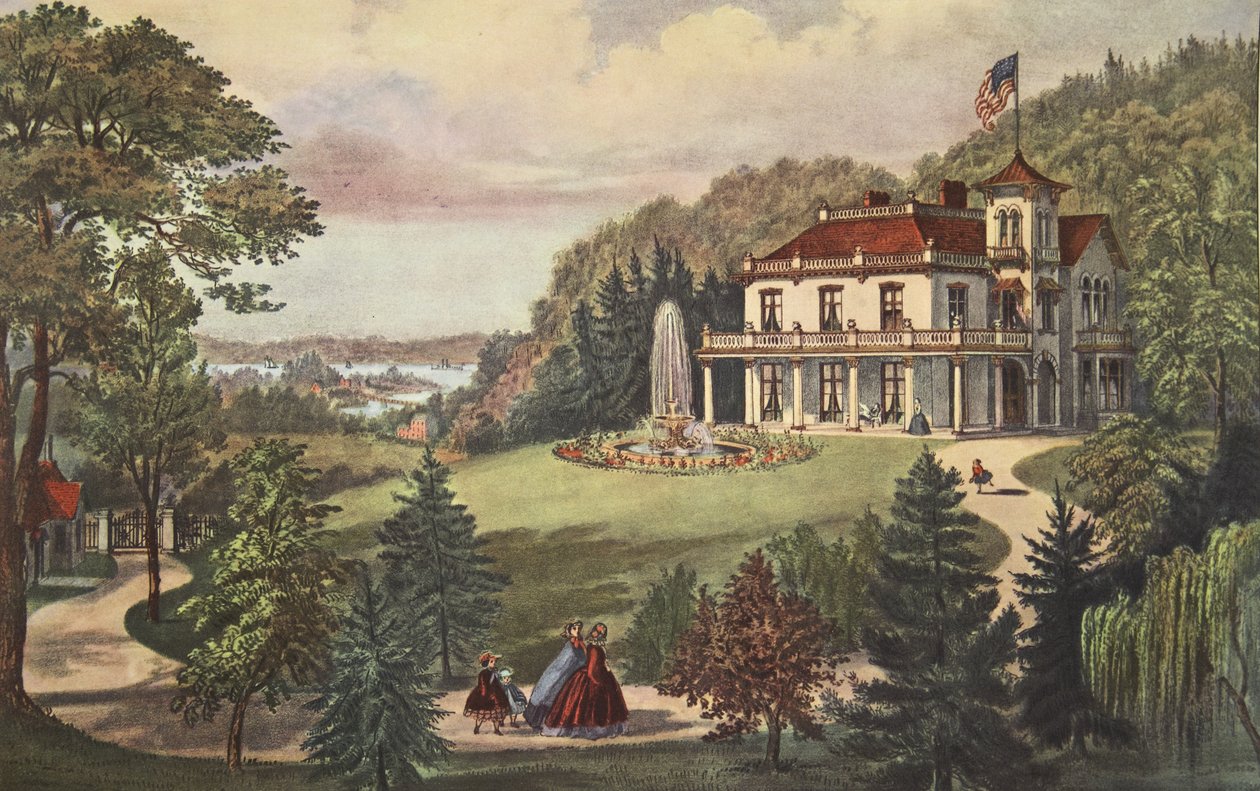 Życie na wsi - Wieczór, wyd. 1862, Currier i Ives autorstwa American School