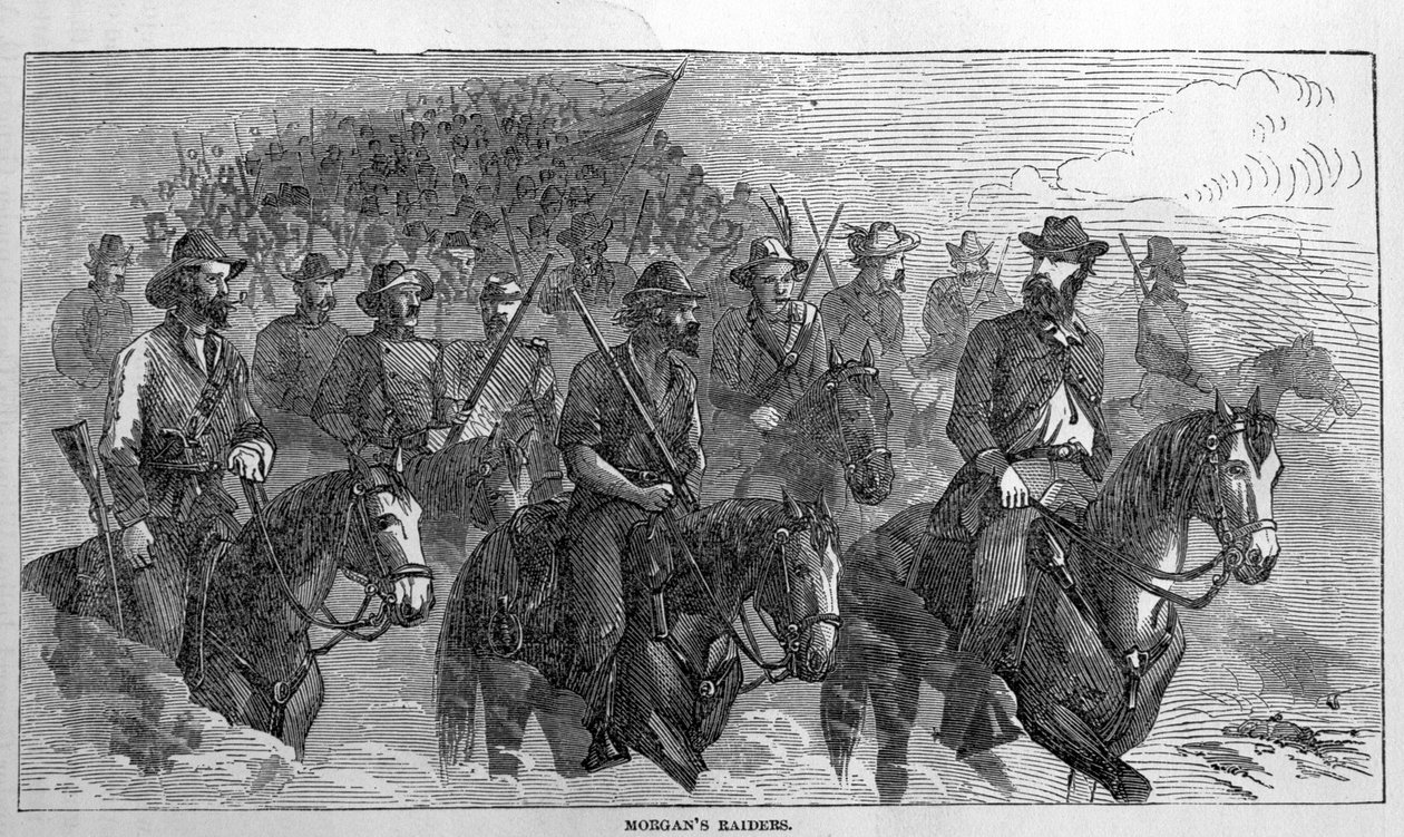 Morgans Raiders, z Harpers Pictorial History of the Civil War, lipiec 1863 autorstwa American School