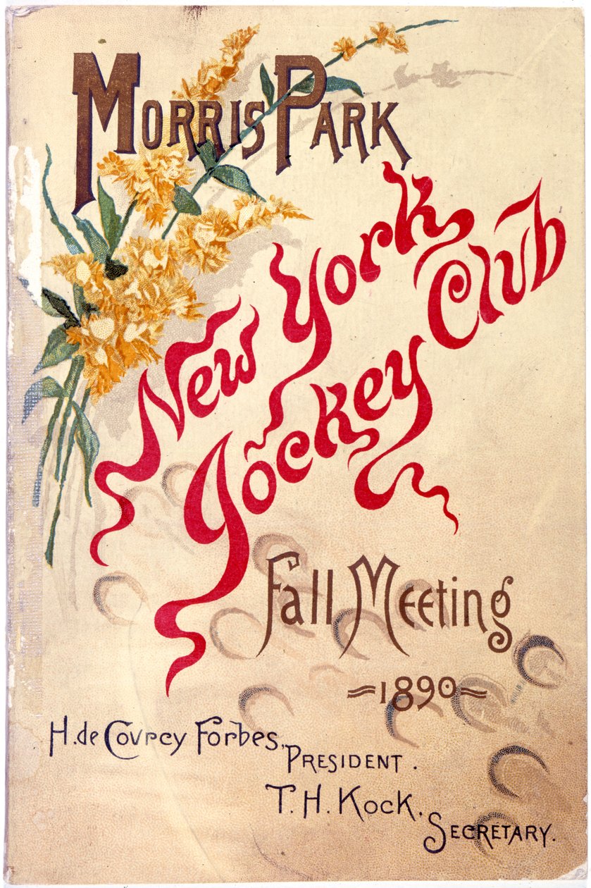 Morris Park, New York Jockey Club, Jesienne spotkanie, 1890, 1890 (okładka broszury z litografią) autorstwa American School