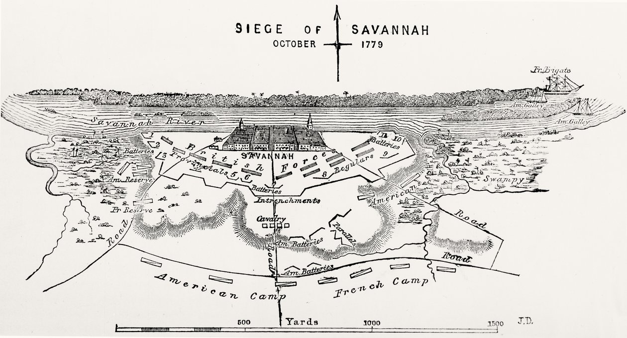 Plan oblężenia Savannah, październik 1779 autorstwa American School