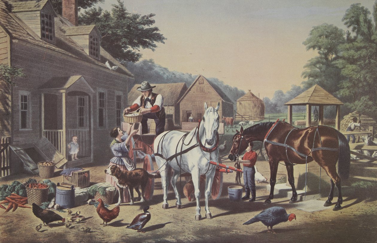 Przygotowanie do targu, wyd. 1856, Kurier i Ives autorstwa American School