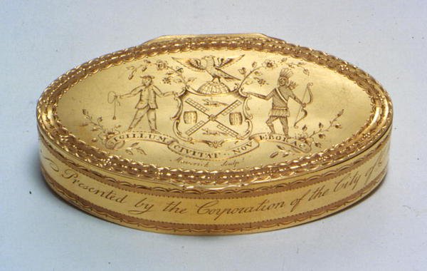 Pudełko prezentacyjne, z Nowego Jorku, ok. 1779 (złoto) autorstwa American School