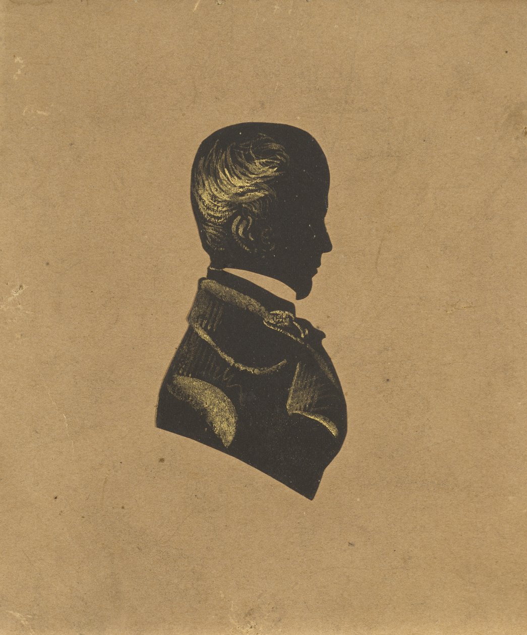 Sylwetka mężczyzny, c. 1800-1850 (czarny papier ze złoconymi refleksami) autorstwa American School