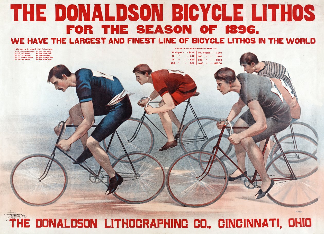 Donaldson Lithos Rowerowy na sezon 1896, wyd. 1896 (litografia kolorowa) autorstwa American School