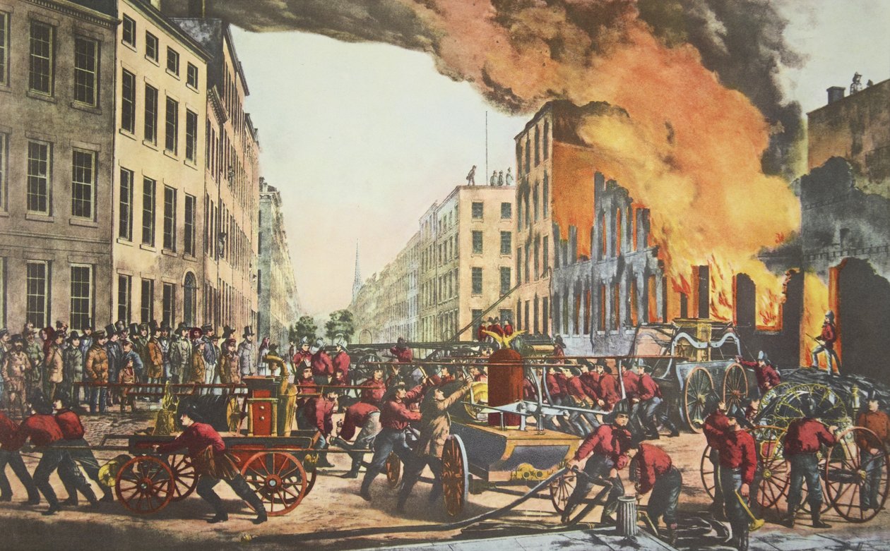 Życie strażaka - Ruiny, wyd. 1854 Kurier i Ives autorstwa American School