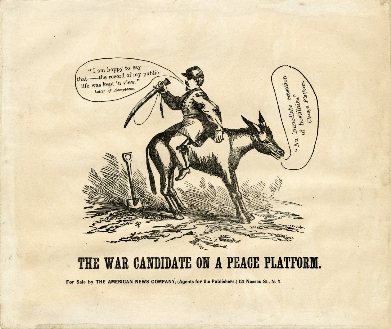 Kandydat do wojny na platformie pokojowej, 1864 (drzeworyt) autorstwa American School