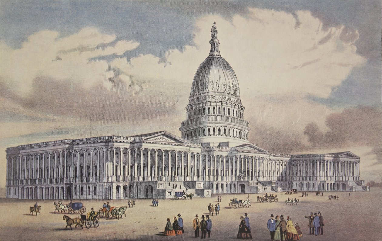 Kapitol Stanów Zjednoczonych – Waszyngton, D.C., wyd. 1865, Currier i Ives autorstwa American School