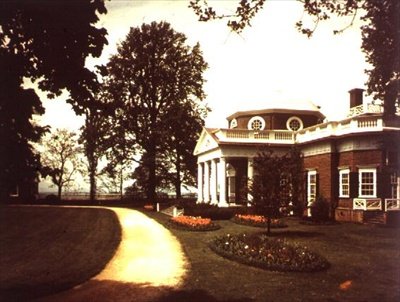 Widok na Monticello, dom Thomasa Jeffersona (1743-1826), zbudowany 1772 autorstwa American School