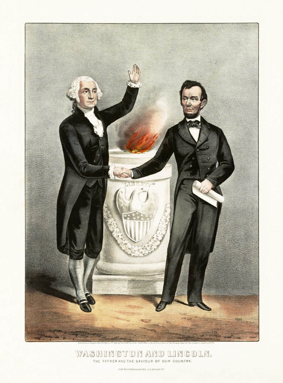 Waszyngton i Lincoln Ojciec i zbawiciel naszego kraju, wyd. 1865 autorstwa American School