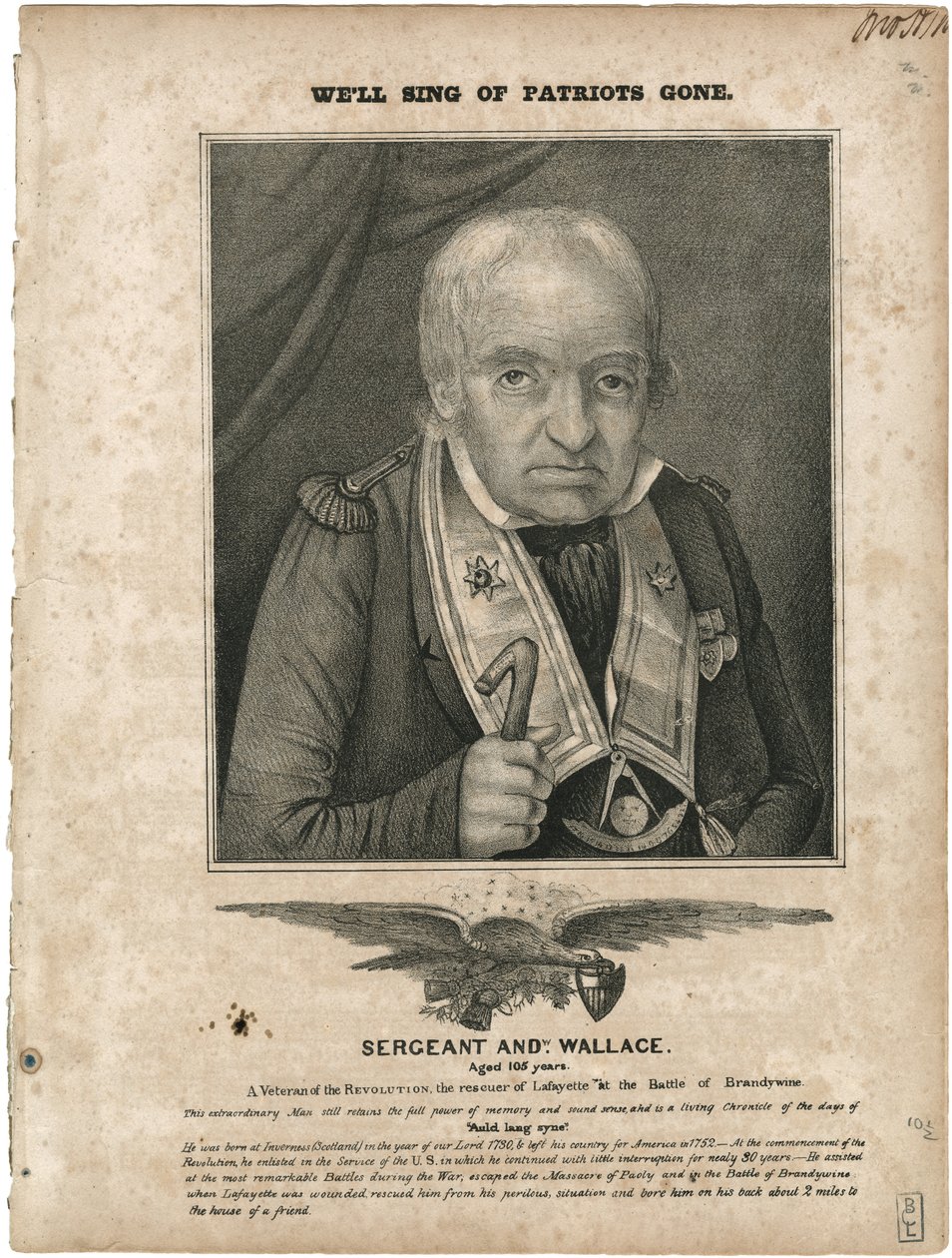 Well Sing of Patriots Gone, autor William Clifton [okładka płyty], ok. 1835 (litografia [okładka płyty]) autorstwa American School