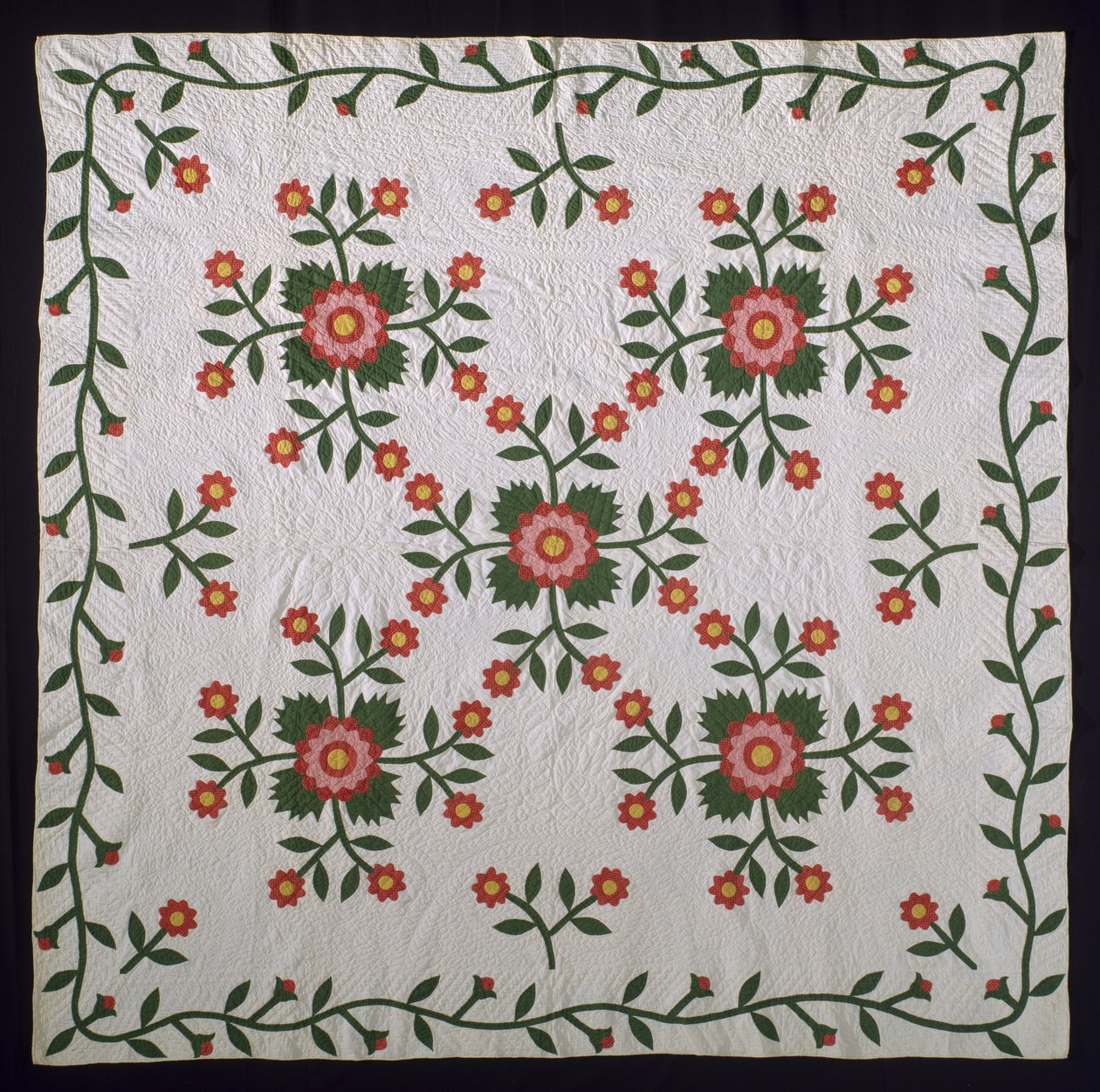 Kołdra z aplikacją Whig Rose, ok.1850-75 (bawełna) autorstwa American School