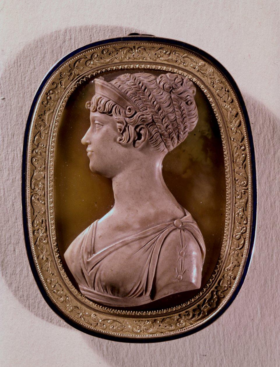 Cameo of Carolina Augusta, 4. żona Franciszka II (1768-1835) Austriaka (onyks) autorstwa Austrian School