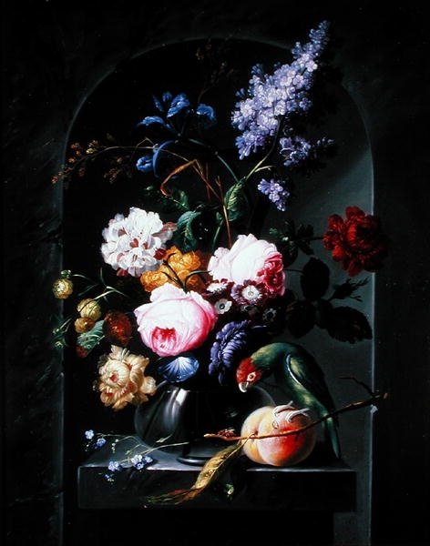 Martwa natura z papugą, XIX w. autorstwa Austrian School