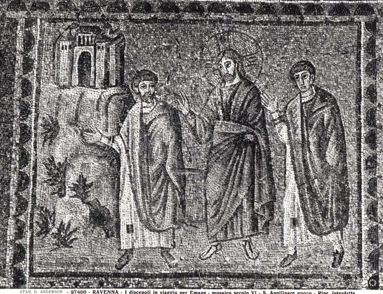 Chrystus w drodze do Emaus (mozaika) autorstwa Byzantine School