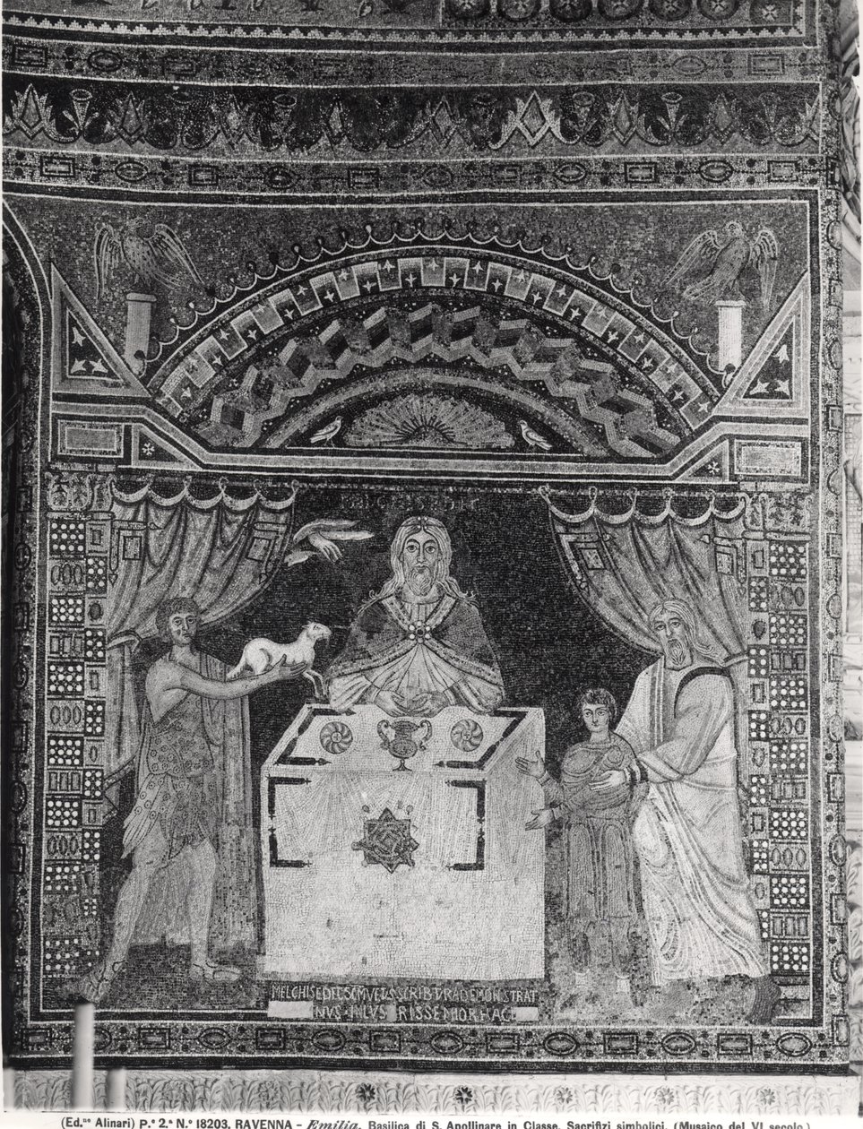 Ofiara Melchizedecha (mozaika) autorstwa Byzantine School