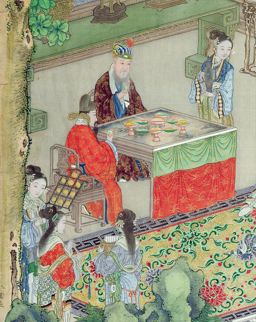 Rozrywka chińskiego mandaryna (kolor na jedwabiu) (detal z 176863) autorstwa Chinese School
