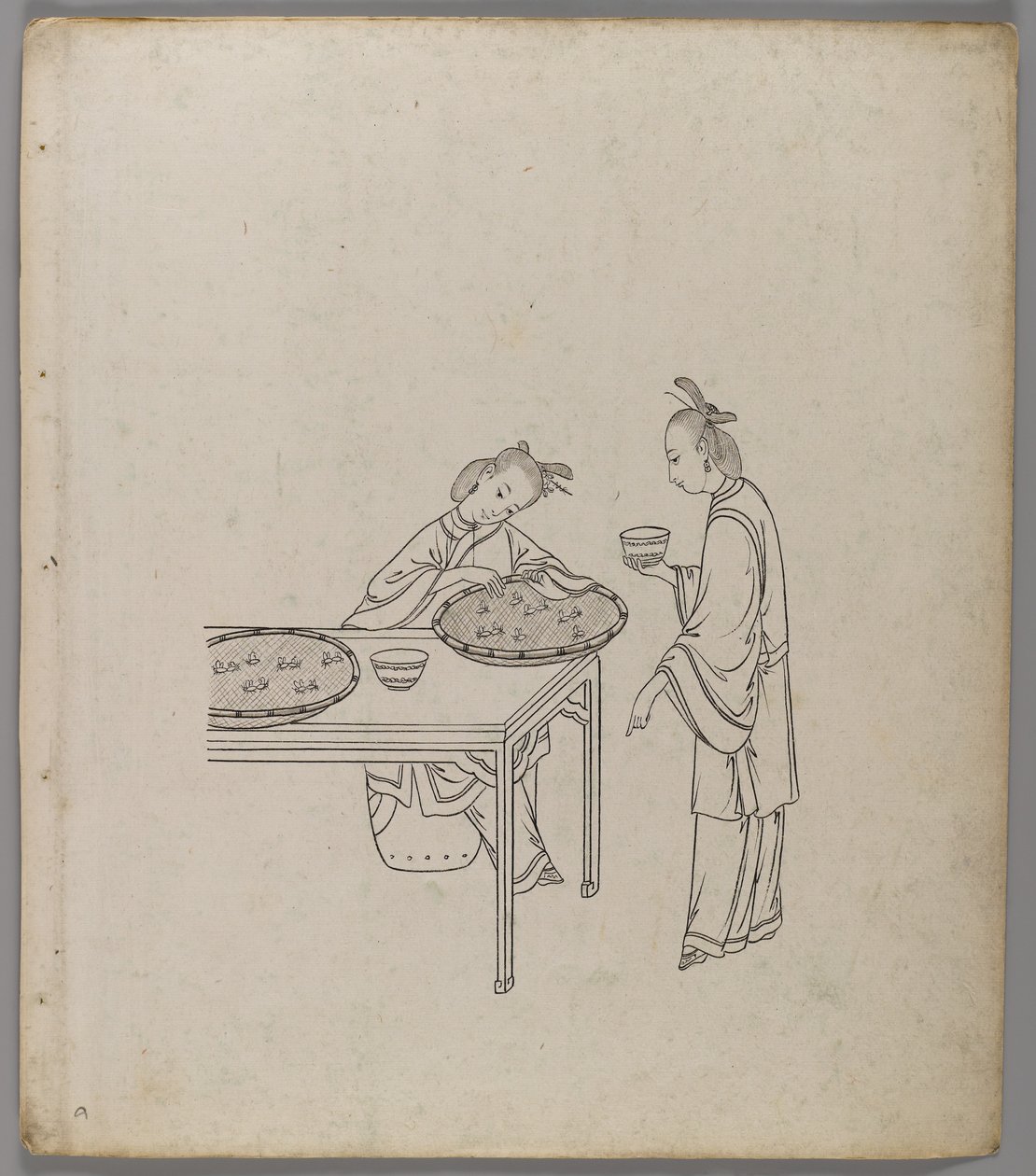 Album osobnych kart: Uprawa i produkcja jedwabiu (tusz na papierze) (patrz także 499289-303) autorstwa Chinese School