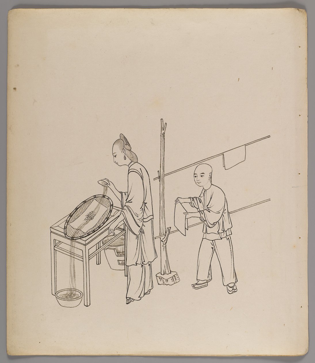 Album osobnych kart: Uprawa i produkcja jedwabiu (tusz na papierze) (zob. też 499288-303) autorstwa Chinese School