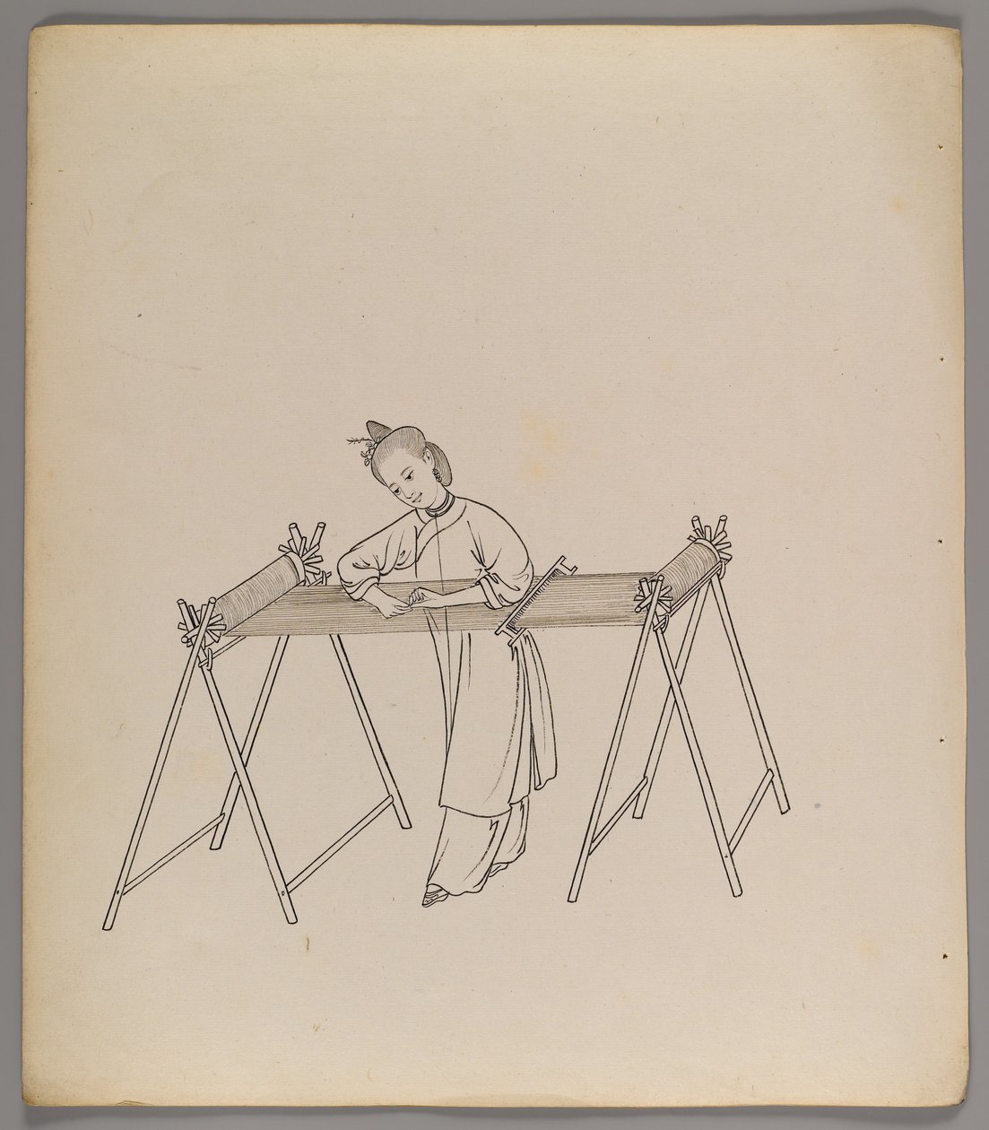 Album osobnych kart: Uprawa i produkcja jedwabiu (tusz na papierze) (zob. też 499288-303) autorstwa Chinese School