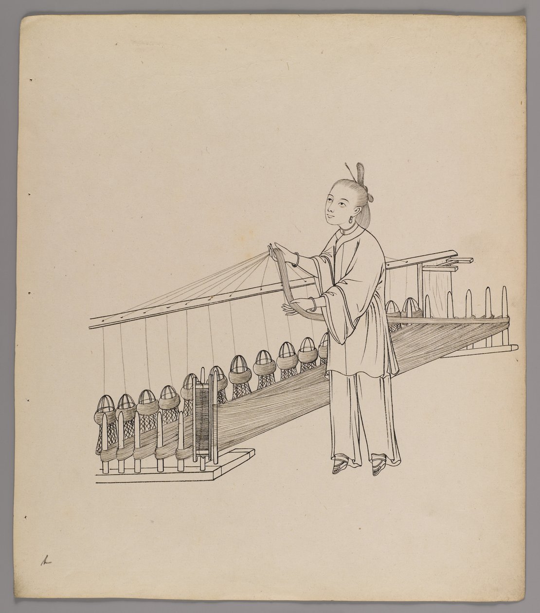 Album osobnych kart: Uprawa i produkcja jedwabiu (tusz na papierze) (zob. też 499288-303) autorstwa Chinese School