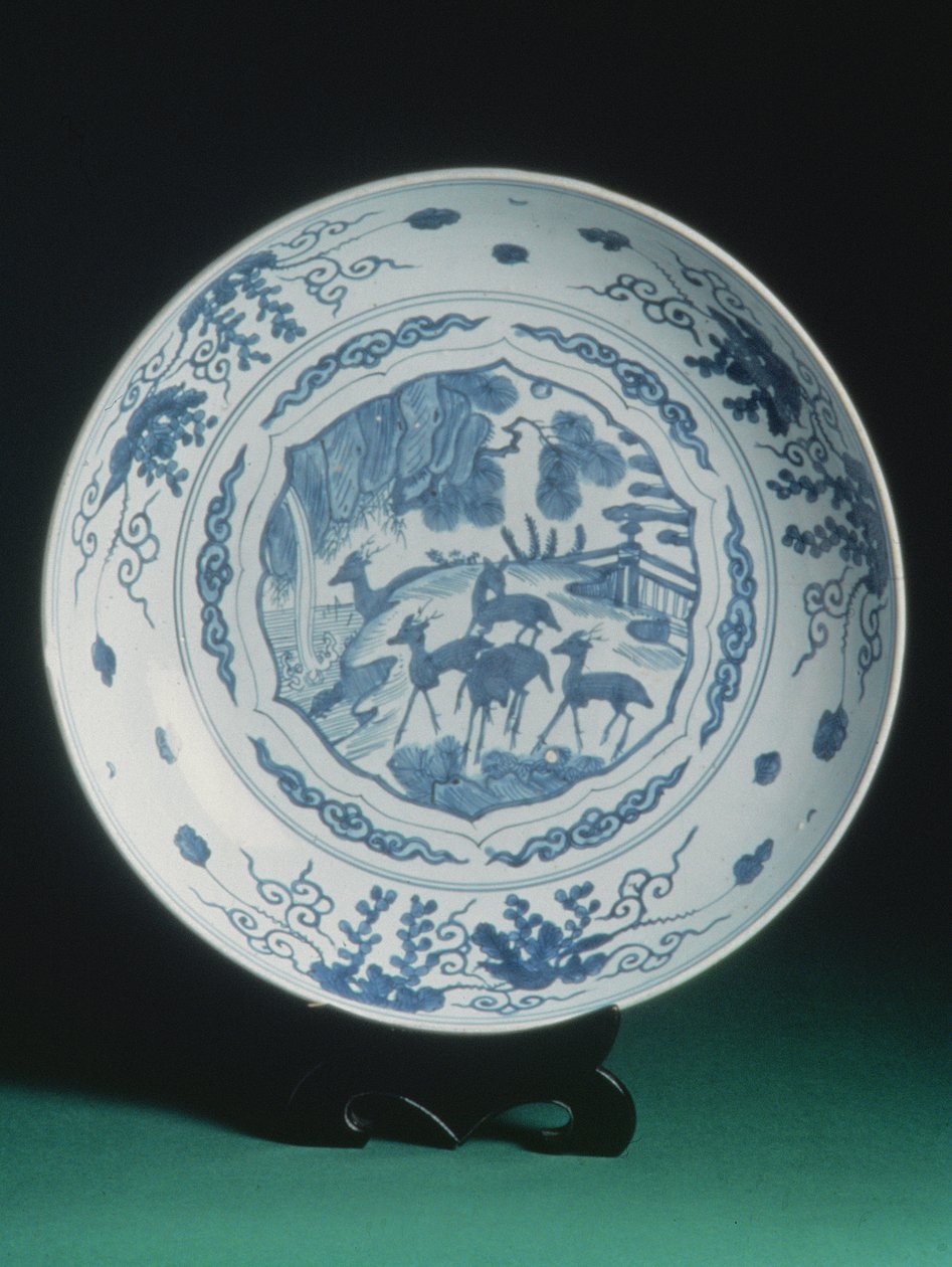 Ładowarka z dekoracją niebiesko-białą, 1550-75 (porcelana) autorstwa Chinese School