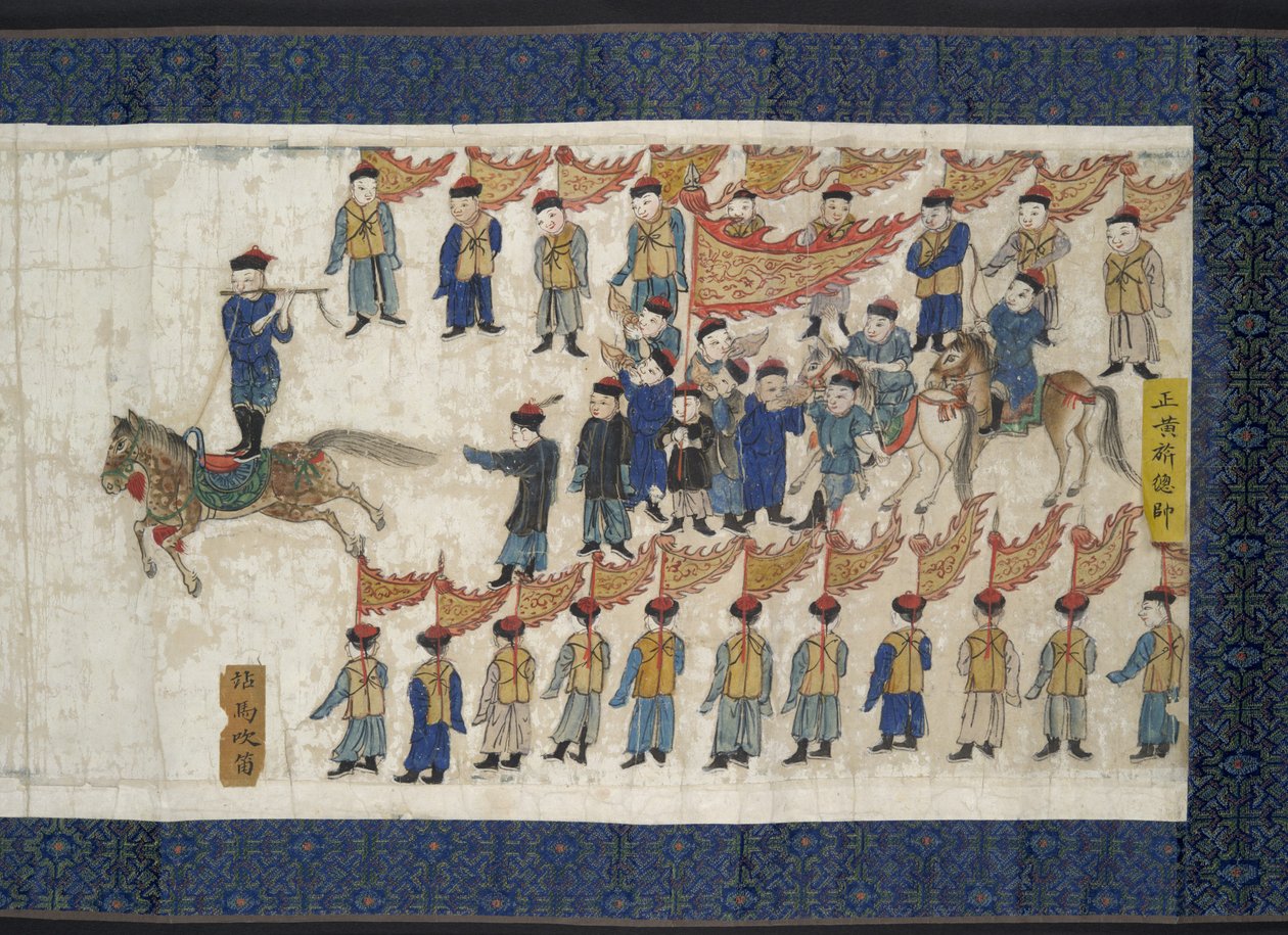 Konkurs jeździecki dla cesarza Shunzhi, Handscroll, 1662 (tusz i kolor na papierze) autorstwa Chinese School