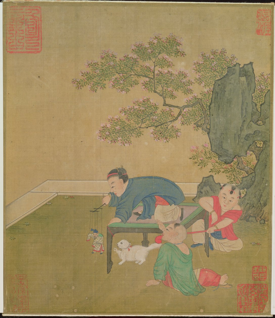 Lalkarz, dynastia Chien Lung (wc na jedwabiu) autorstwa Chinese School