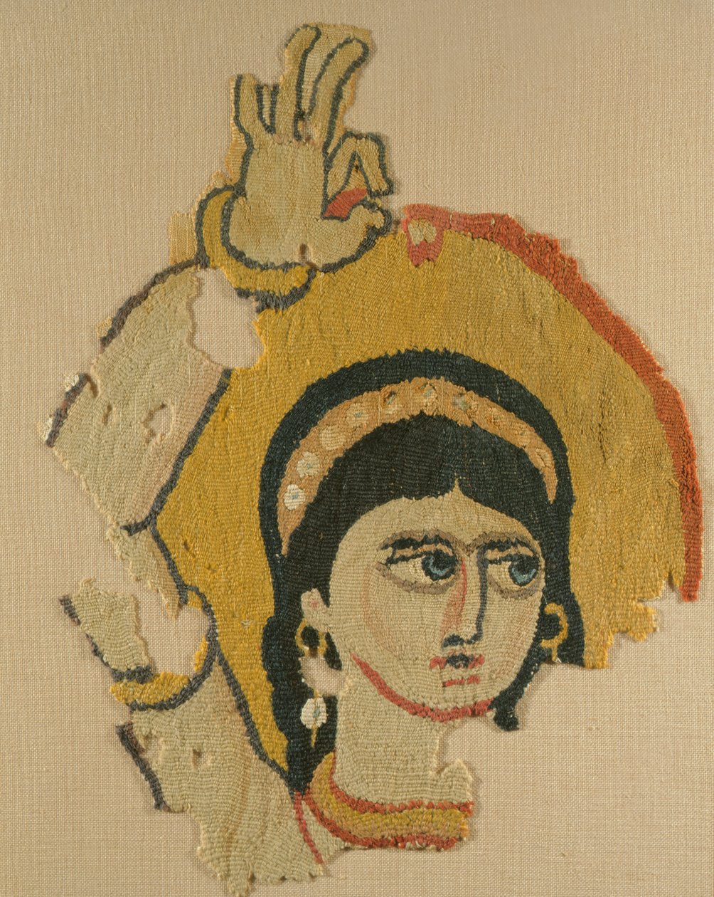Głowa tancerki, gobelin (len & wełna) autorstwa Coptic