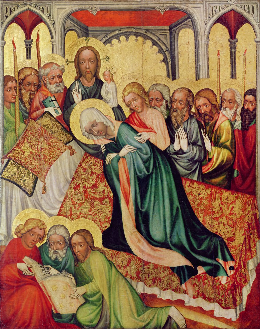 Śmierć Dziewicy, c.1400-10 (tempera na panelu) (detal 404564) autorstwa Czech School