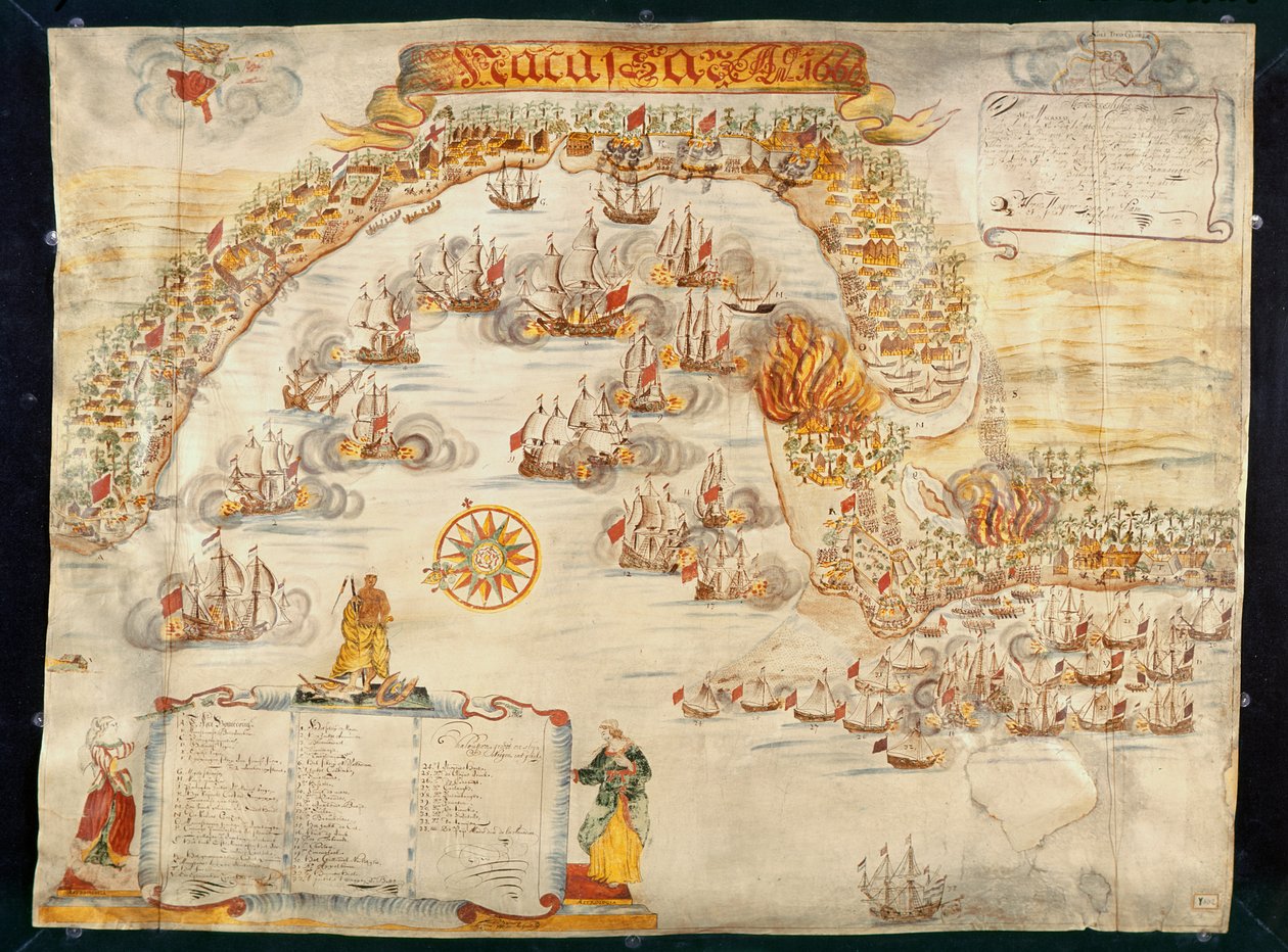 Miasto Makassar, w posiadaniu Portugalczyków i zajęte przez Holendrów w 1660 r autorstwa Dutch School