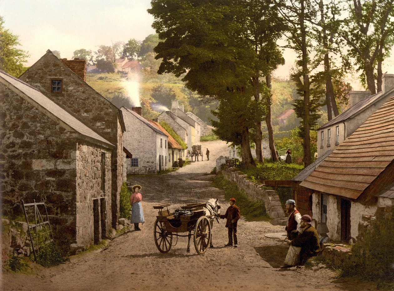 Glenoe Village, hrabstwo Antrim, wyd. ok. 1890 - 1900 (chromolitografia) autorstwa English Photographer