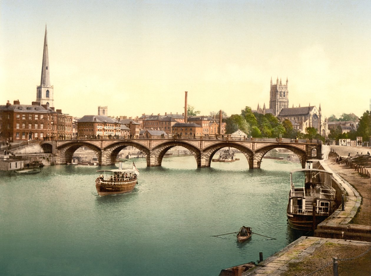 Most Worcester, Worcester, wyd. ok. 1890 - 1900 (chromolitografia) autorstwa English Photographer