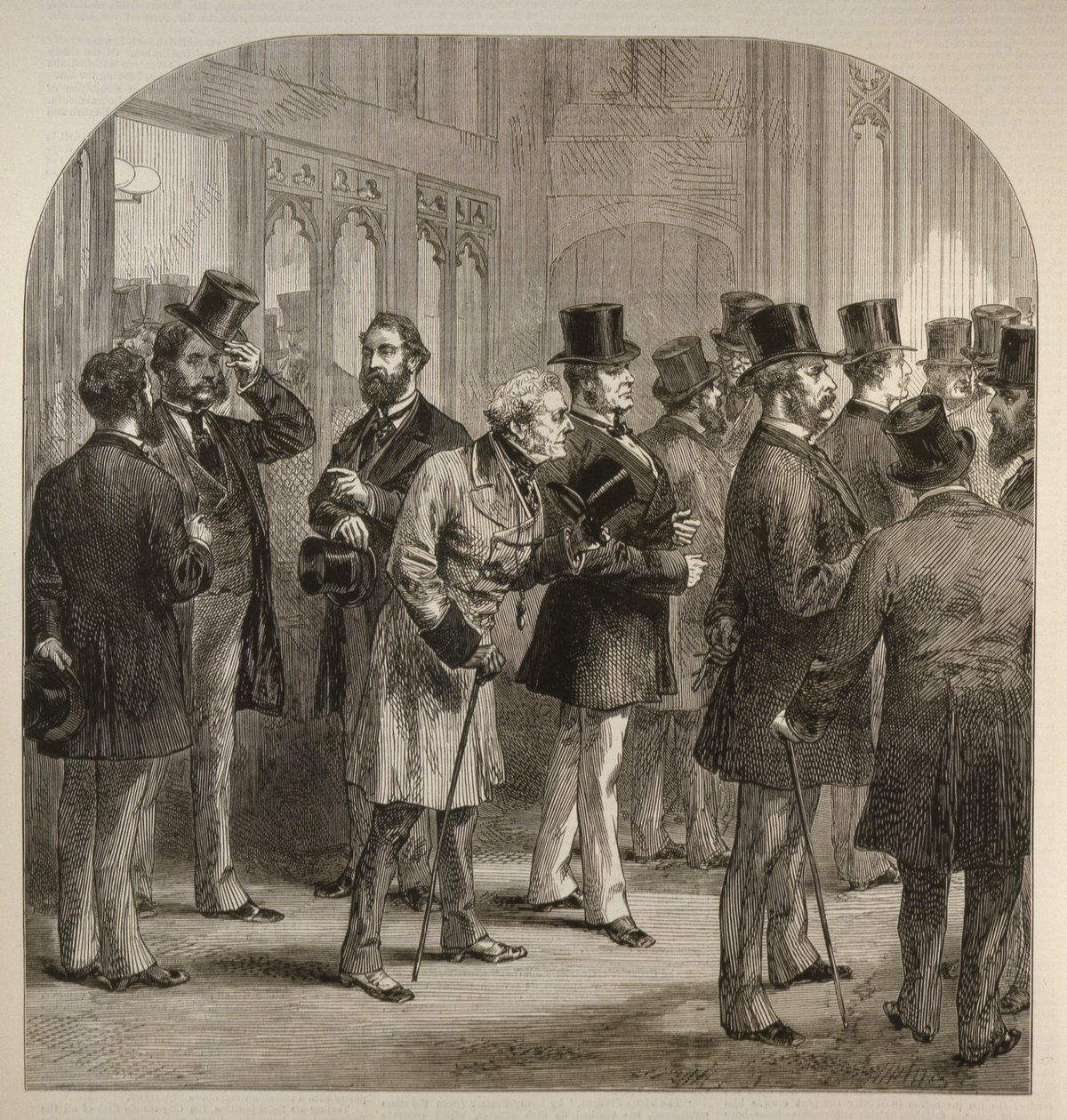 Podział w Izbie Gmin: Members Pass the Tellers, z The Illustrated London News, 18 lutego 1882 autorstwa English School
