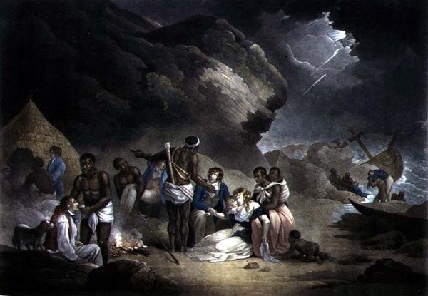 African Hospitality, grawerowane przez Johna Raphaela Smitha, wyd. S. Morgan, Londyn, 1814 (mezzotinta z późniejszym zabarwieniem) (para 120642) autorstwa English School
