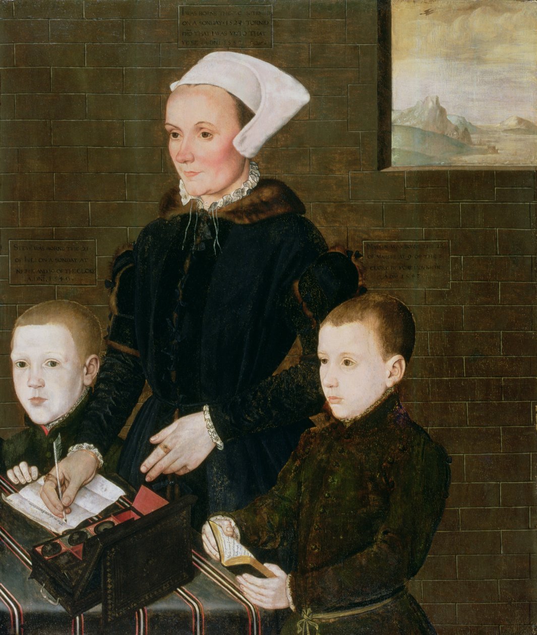 Alice Barnham i jej Two Sons Martin and Steven, 1557 autorstwa English School