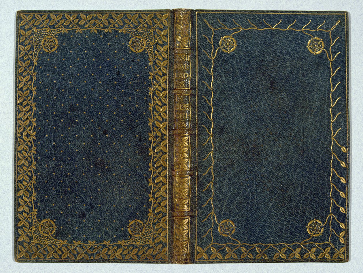 Okładka książki do XXII Ballad in Blue China autorstwa Andrew Land (1844-1912) 1895 (skóra i złoto) autorstwa English School