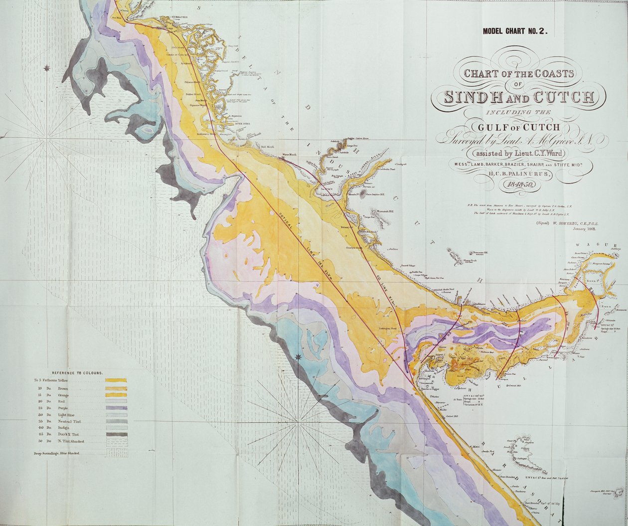 Chart of the Coasts, Sindh i Cutch, zbadane przez porucznika A. M. Grieve