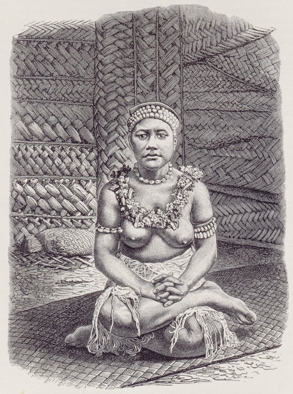 Naczelna żona Papui, Samoa, z Historii ludzkości, tom 1, autorstwa prof. Friedricha Ratzela, 1896 autorstwa English School