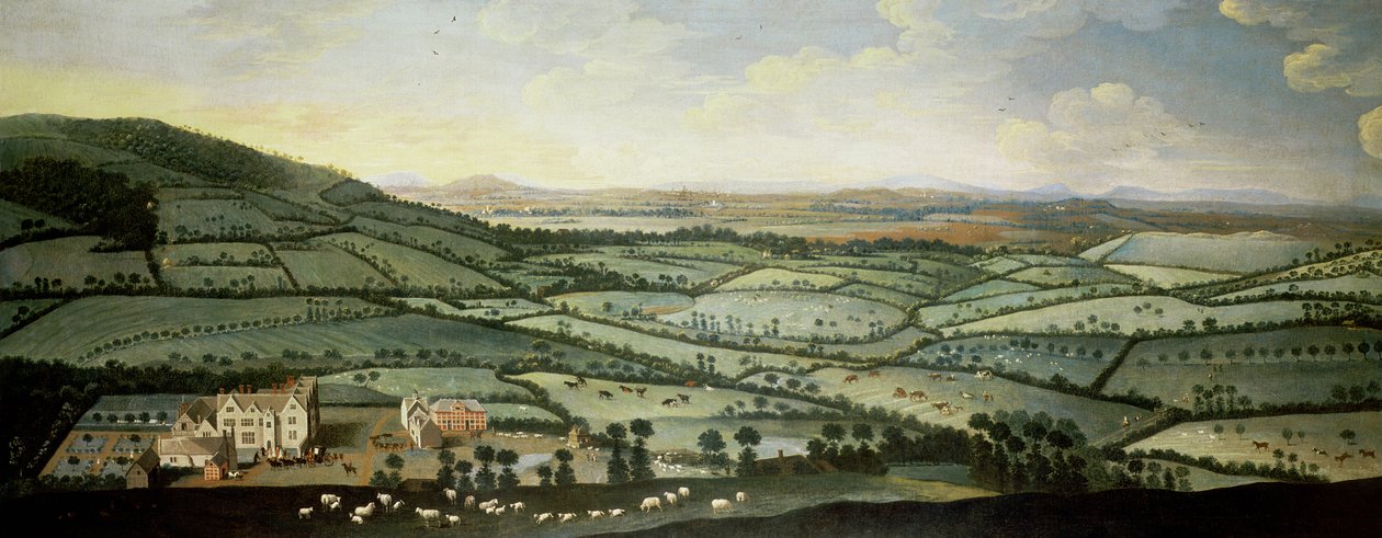 Kraj wokół Dixton Manor, ok. 1715 (szczegóły w CHE 68500 - 68507) autorstwa English School
