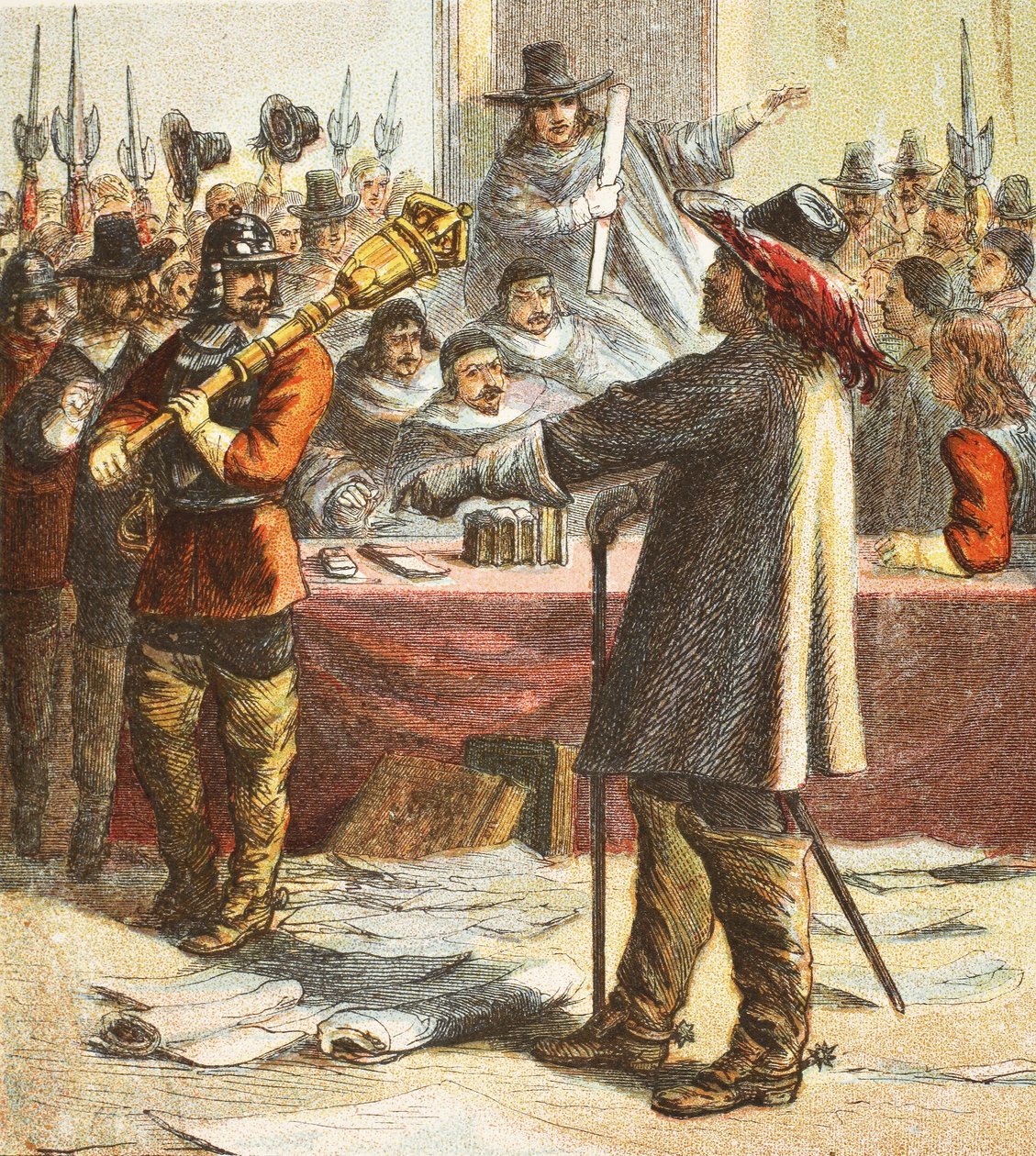 Cromwell Okazuje Parlament, wyd. 1890 autorstwa English School