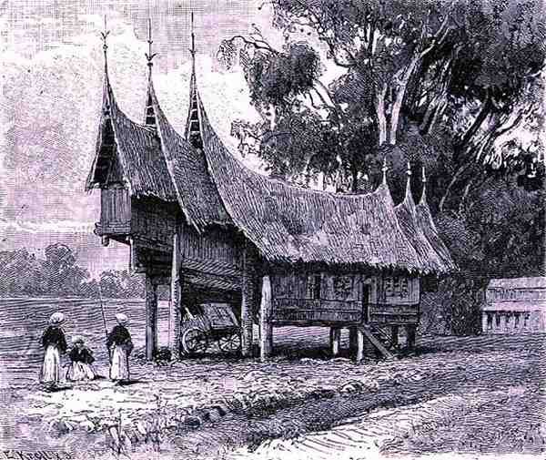 Dom na Sumatrze Środkowej, ryt E. Krell, z Historii ludzkości, t.1, prof. Friedricha Ratzela, 1896 autorstwa English School