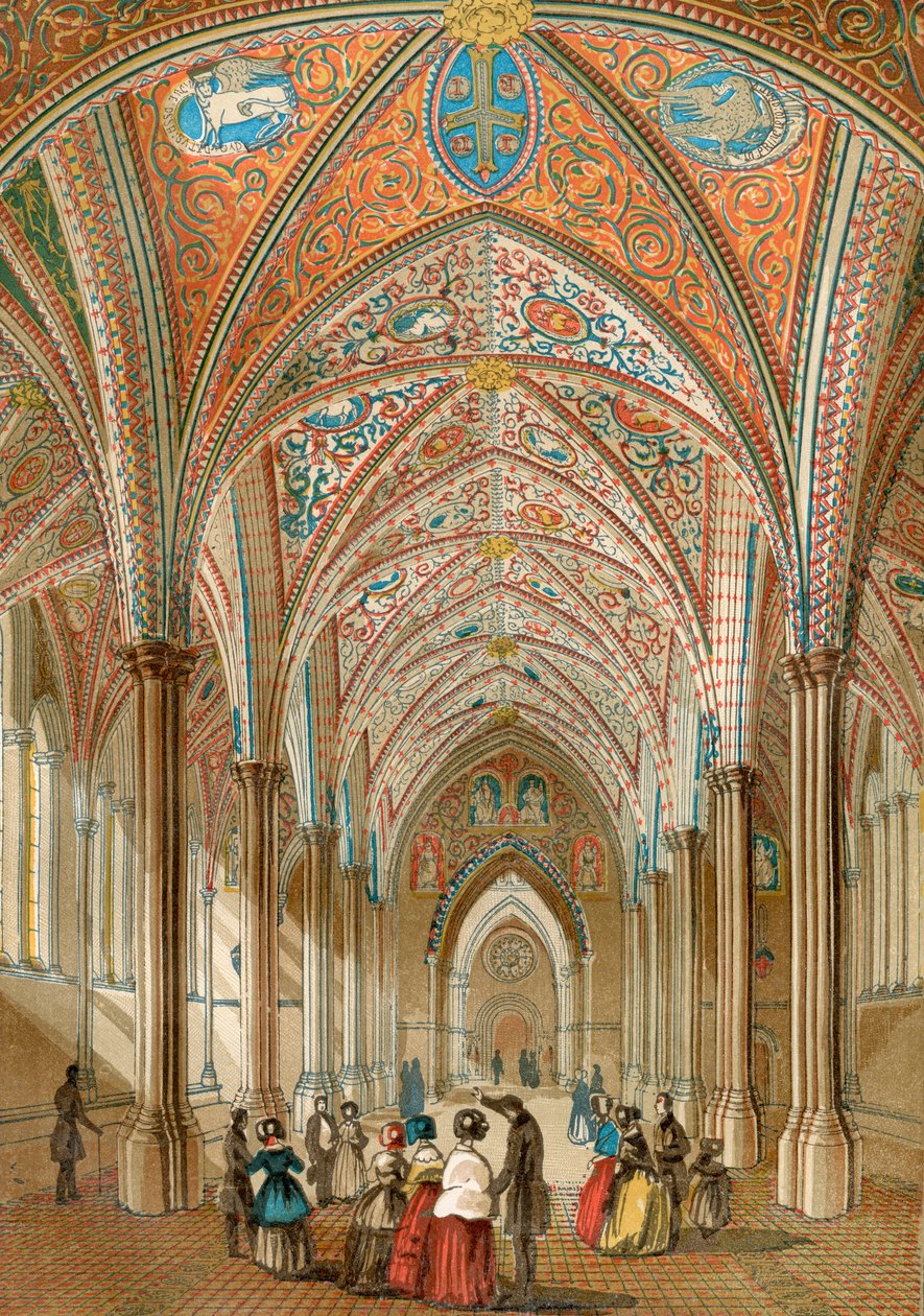 Wnętrze kościoła Temple, Londyn, Anglia, ze Starej Anglii: Muzeum Obrazów, wyd. 1847 autorstwa English School