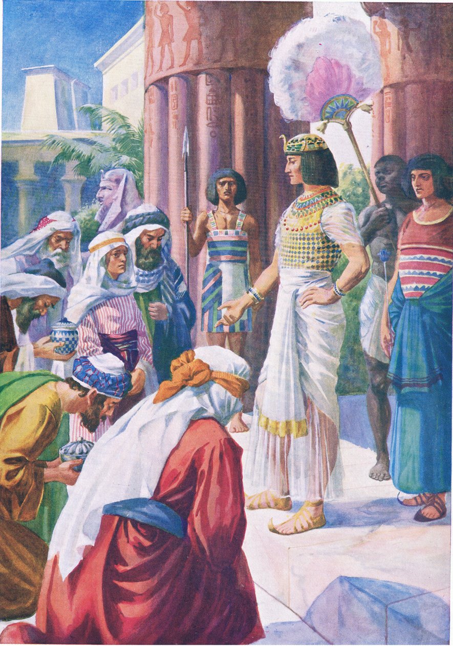 Joseph i jego bracia, z The Bible Picture Book wydanej przez Thomasa Nelsona, ok. 1950 autorstwa English School