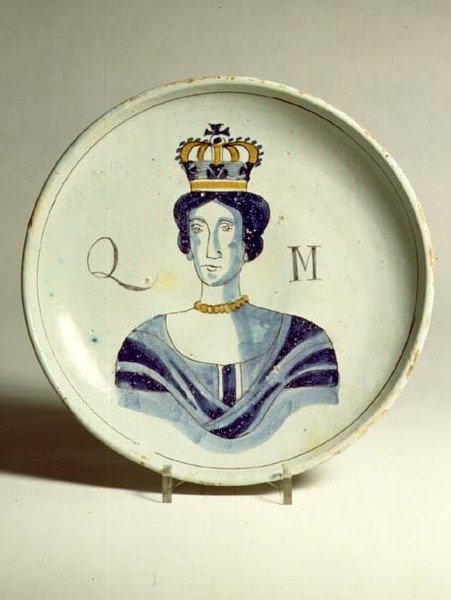 Lambeth Delftware portret królowej Marii (ceramika) autorstwa English School