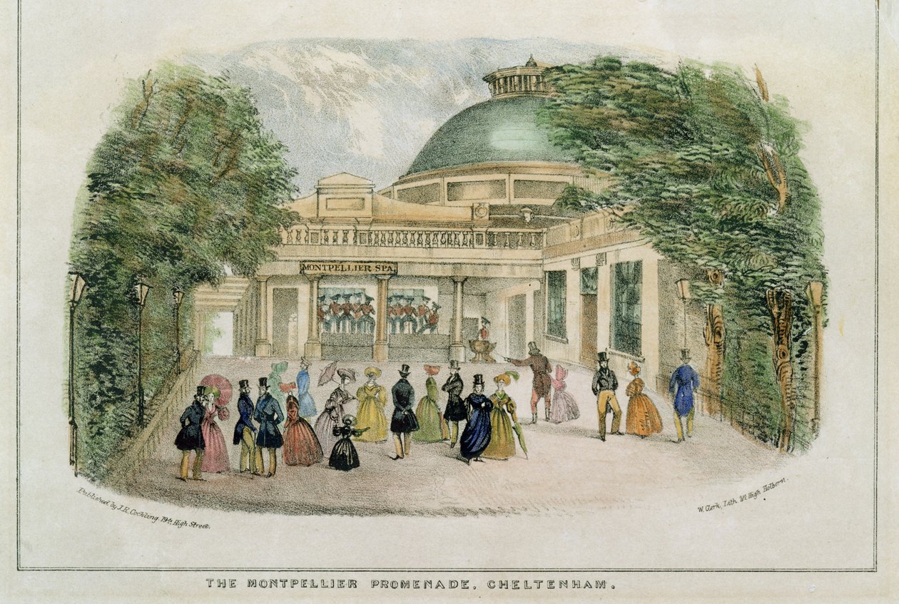 Promenada Montpellier, Cheltenham, grawerowana przez W. Clarka, c.1835 autorstwa English School