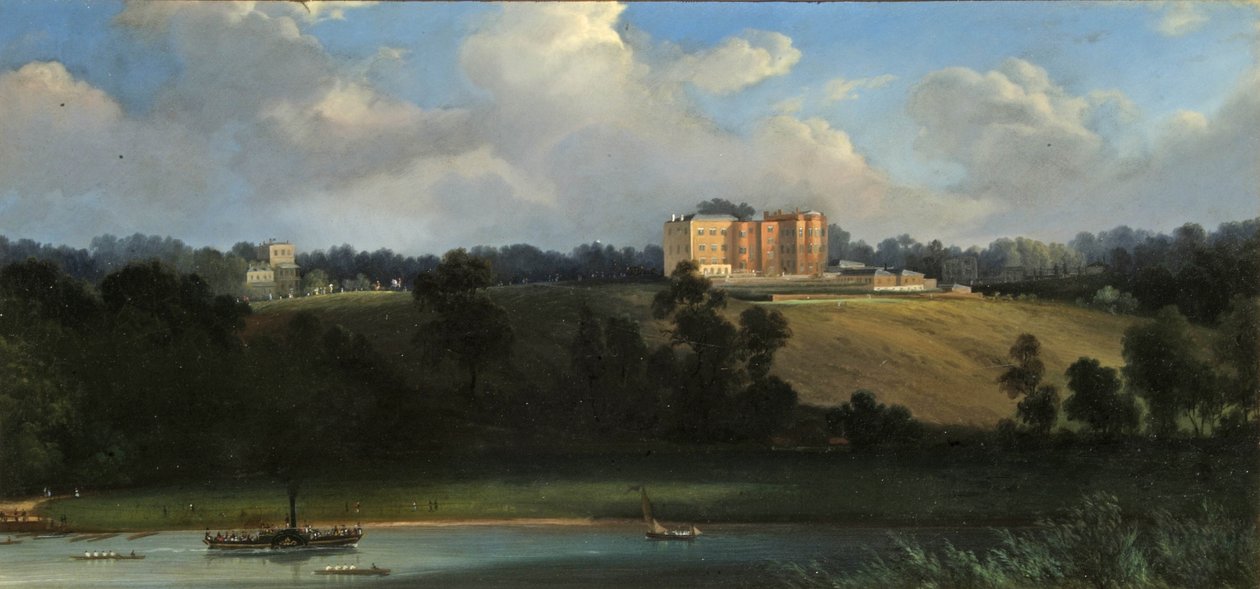 Richmond Hill z rzeki, Surrey, ok. 1830 (olej na łupku) autorstwa English School