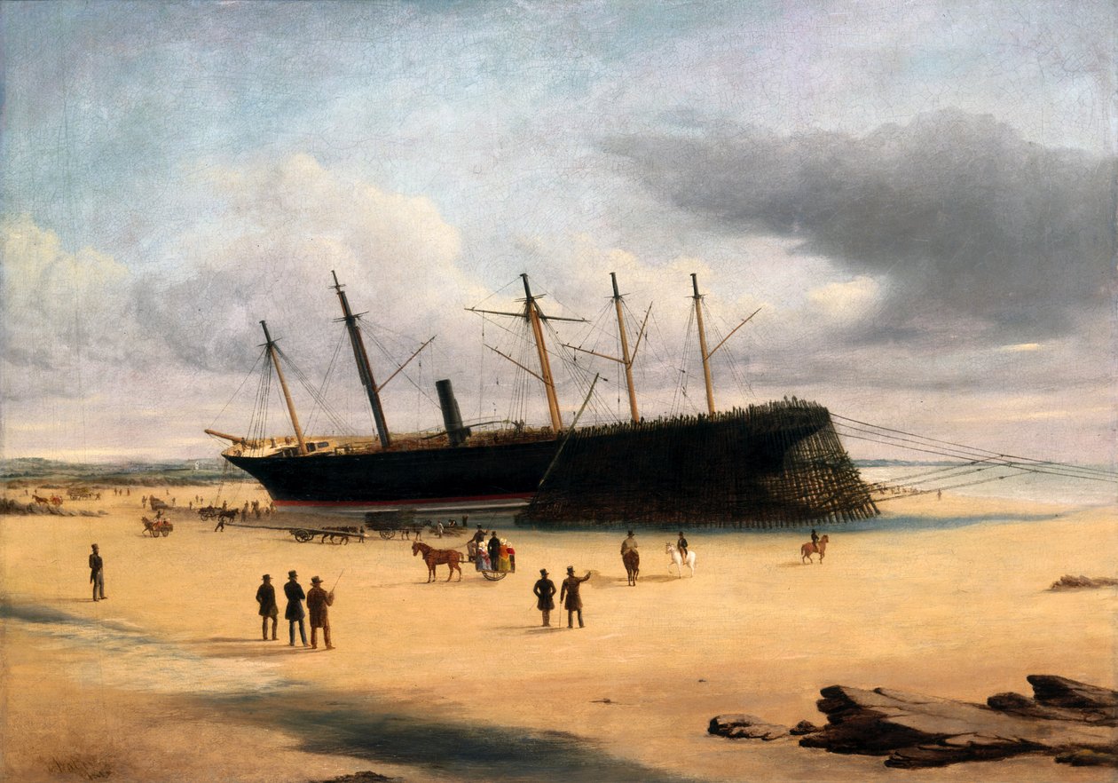 SS Wielka Brytania na lądzie w zatoce Dundrum, Irlandia, 1846 autorstwa English School