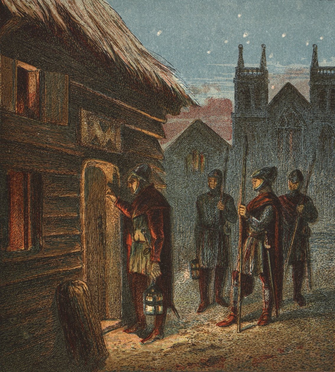 The Curfew, pub. 1890 autorstwa English School